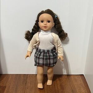 Plaid Skirt Doll with Cream Sweater